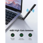 UGREEN AC650 Dual Band Wireless USB Adapter (CM496 – 90339) High-Gain 6dBi Antenna | Dual Band 2.4G & 5G | Plug & Play WiFi Dongle - Image 4